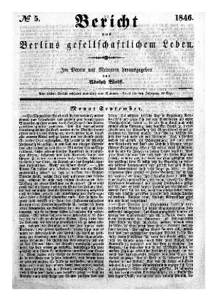 1846: Bericht aus Berlins gesellschaftlichem Leben