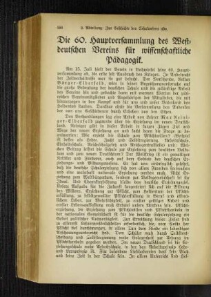 ¬Die¬ 60. Hauptversammlung des Westdeutschen Vereins für wissenschaftliche Pädagogik