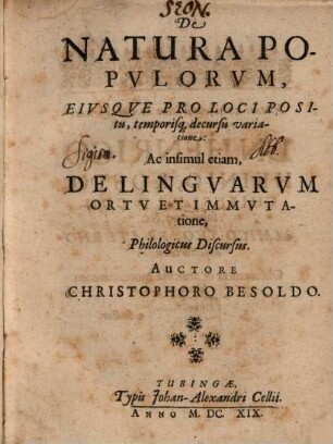 De natura populorum ... discursus
