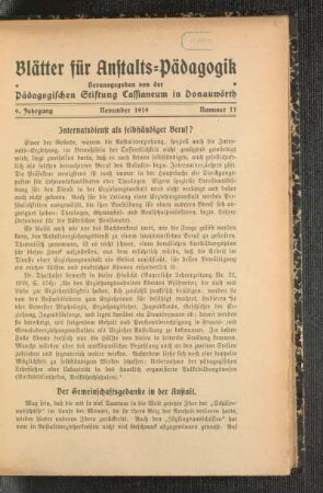 ¬Der¬ Gemeinschaftsgedanke in der Anstalt