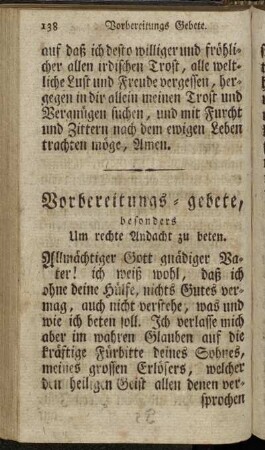 Vorbereitungs-gebete, besonders um rechte Andacht zu beten.