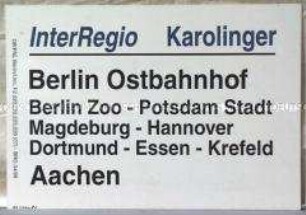Zuglaufschild InterRegio-Zug