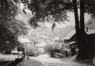 Bad Schandau, Blick vom Wurzelweg gegen Elbtal und Zirkelstein