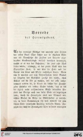 Vorrede des Herausgebers