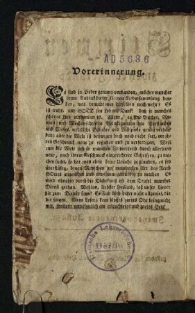 Vorerinnerung