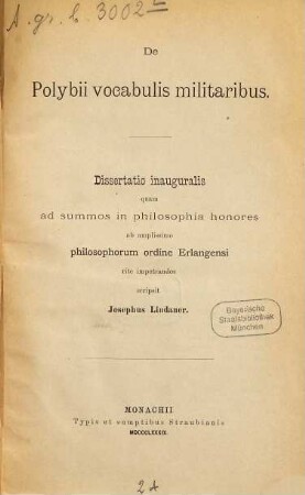De Polybii vocabulis militaribus