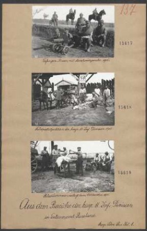 In Galizien und Rußland: Feldküchenmannschaft beim Schlachten 1915