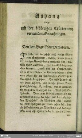 Anhang einiger mit der bisherigen Erörterung verwandten Betrachtungen