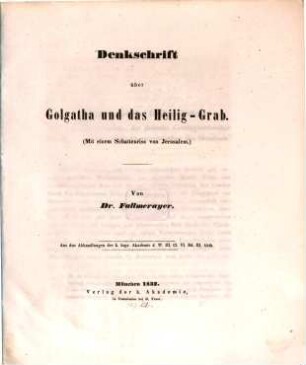 Denkschrift über Golgatha und das Heilig-Grab