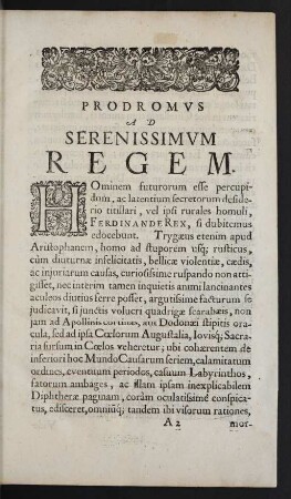 Prodromus Ad Serenissimum Regem.