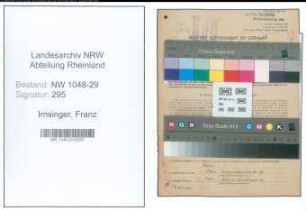 Entnazifizierung Franz Irnsinger , geb. 28.09.1893 (Beamter)