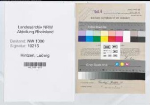 Entnazifizierung Ludwig Hintzen, geb. 30.05.1891 (Landesinspektor)