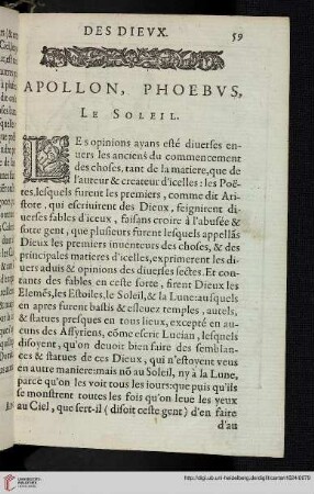 Apollon, Phoebus, Le Soleil