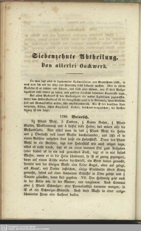 Siebenzehnte Abtheilung : Von allerlei Backwerk