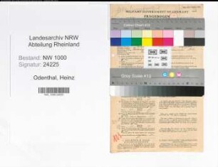 Entnazifizierung Heinz Odenthal, geb. 25.12.1905 (Angest.)