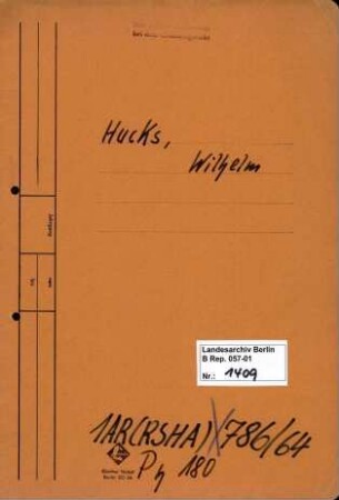 Personenheft Wilhelm Hucks (*17.05.1912), SS-Obersturmführer
