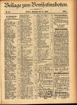 Zweite Ausgabe vom Sonntag, den 14. April 1901.