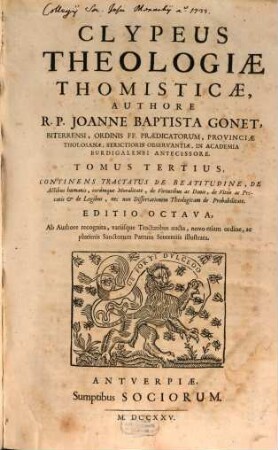Clypeus theologiae Thomisticae, 3