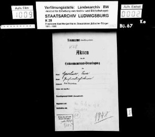 Gerstner, Sara; Pensionsinhaberin *29.07.1878 Lissberg [1938 ausgewandert nach Holland] Wohnort: Bad Mergentheim