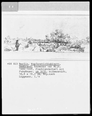 Landschaft mit zwei strohgedeckten Bauernhäusern links, Folio recto — Flachlandschaft mit Fußgänger links vorn, Folio verso