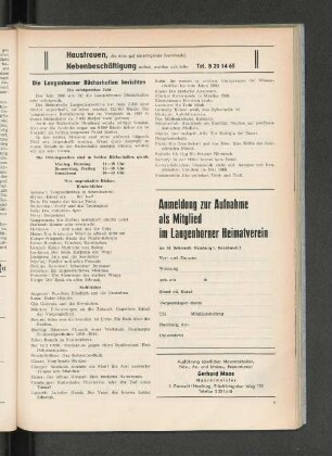Anmeldung zur Aufnahme als Mitglied im Langenhorner Heimatverein