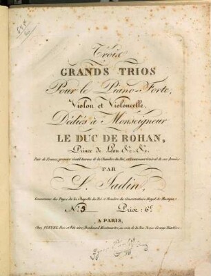 Trois grands trios pour le piano-forte, violon et violoncelle, 3