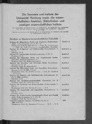 Die Seminare und Institute der Universität Hamburg sowie die wissenschaftlichen Anstalten, Bibliotheken und sonstigen wissenschaftlichen Institute