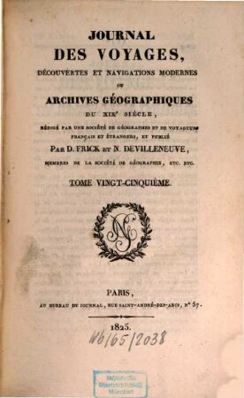 Journal des voyages, decouvertes et navigations modernes : ou archives géographiques et statistiques du 19. siècle, 25. 1825