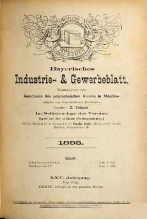 Bayerisches Industrie- und Gewerbeblatt. 25. 1893