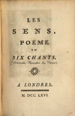 Les sens : poeme en six chants