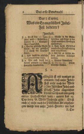Das I. Capitel. Was ein Evangelisches Jubel-Fest bedeute?