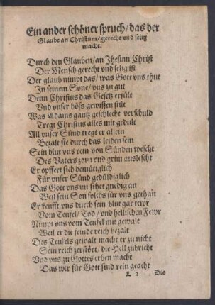 Ein ander schöner spruch/ das der Glaube an Christum/ gerecht und selig macht.