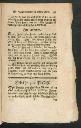 Gebethe zur Predigt