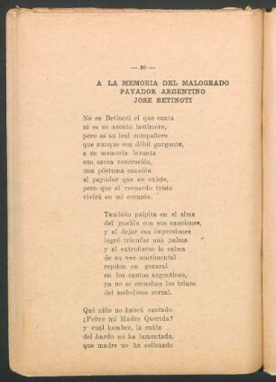 A la memoria del malogrado payador argentino José Betinoti
