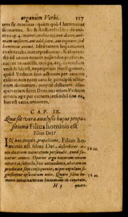 Cap. IX. Quae sit vera analysis huius propositionis Filius hominis est Filius Dei?
