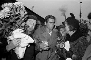 Heimkehr der Kriegsgefangenen Heinrich Baum, Willi Wießner und Alfred Wolf nach langjähriger Kriegsgefangenschaft in Rußland.