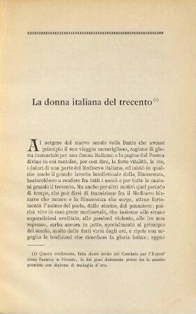 La Donna Italiana del Trecento : Discorso di Maria Savi Lopez