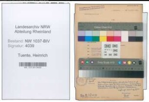 Entnazifizierung Heinrich Tuente , geb. 24.06.1906 (Metzger)