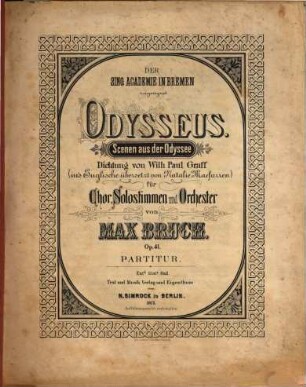 Odysseus : Scenen aus der Odyssee ; für Chor, Solostimmen und Orchester ; op. 41