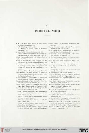 III. Indice degli autori