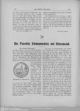 Die Parochie Schmannewitz mit Ochsensaal