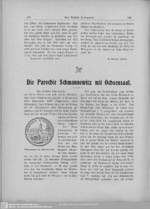 Die Parochie Schmannewitz mit Ochsensaal