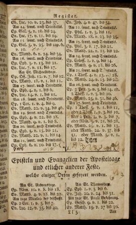 Episteln und Evangelien der Aposteltage und etlicher anderer Feste, welche einiger Orten gefeyert werden.