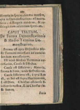 Caput Tertium. De Forma Demonstrationis & Medio Termino Demonstartivo.