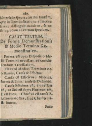 Caput Tertium. De Forma Demonstrationis & Medio Termino Demonstartivo.