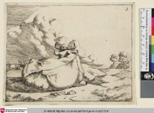 [Autre vache couchée; Liegende Kuh in Rückenansicht]