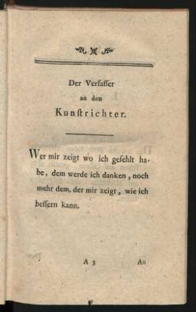 Der Verfasser an den Kunstrichter