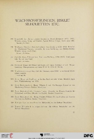 Wachsbossierungen, Biskuit Silhouetten etc. (Nr. 255-274)