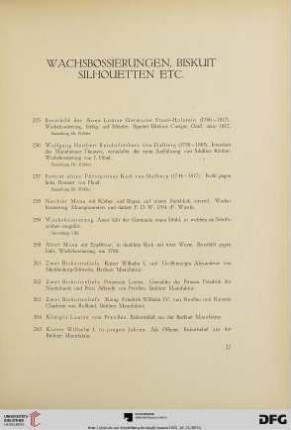 Wachsbossierungen, Biskuit Silhouetten etc. (Nr. 255-274)