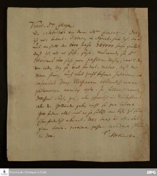 Brief von August Hermann Francke an Joachim Lange.